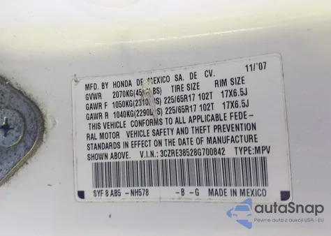 2008 Honda Cr-V Ex из США, поврежденный, VIN 3CZRE38528G700842